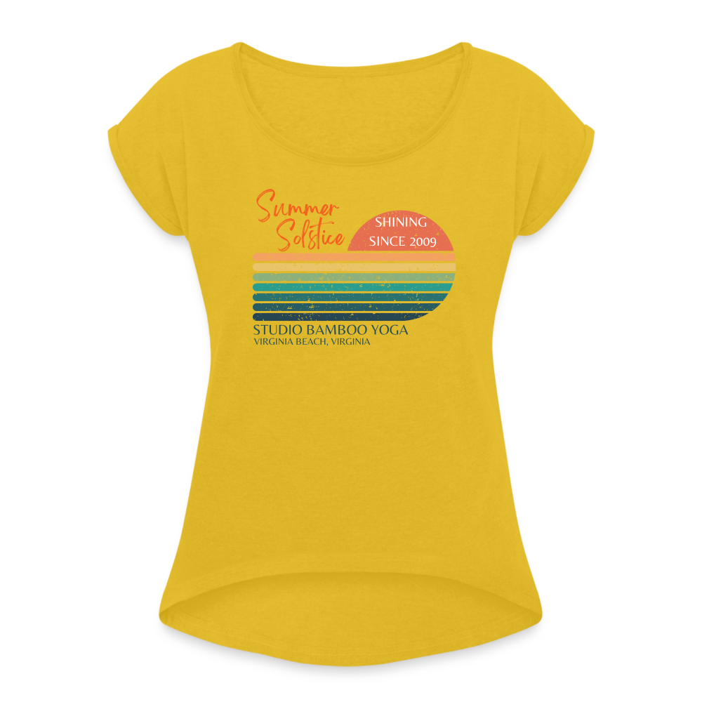 Summer Solstice Women's Roll Cuff T-Shirt - mustard yellow