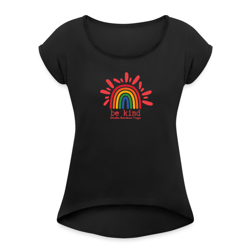 Be Kind Women's Roll Cuff T-Shirt - black